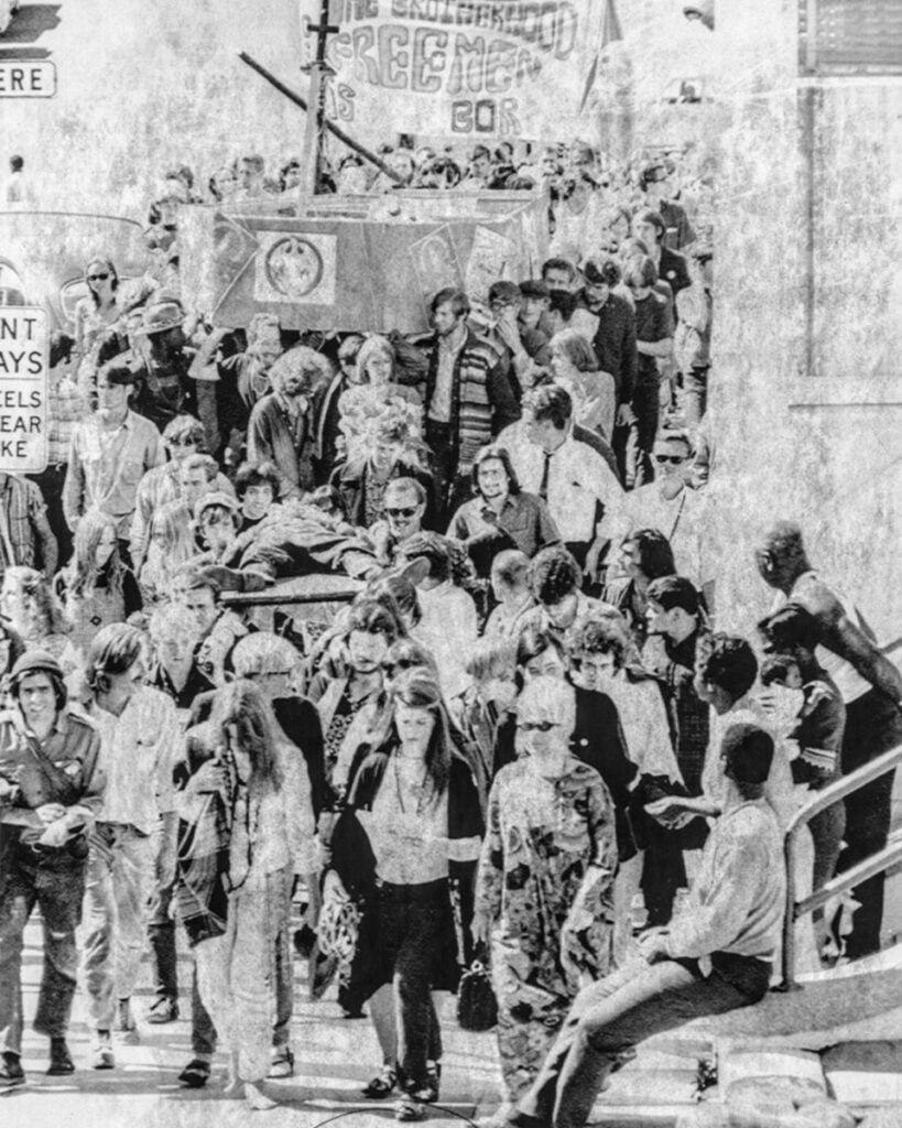 A photo of the funeral march.