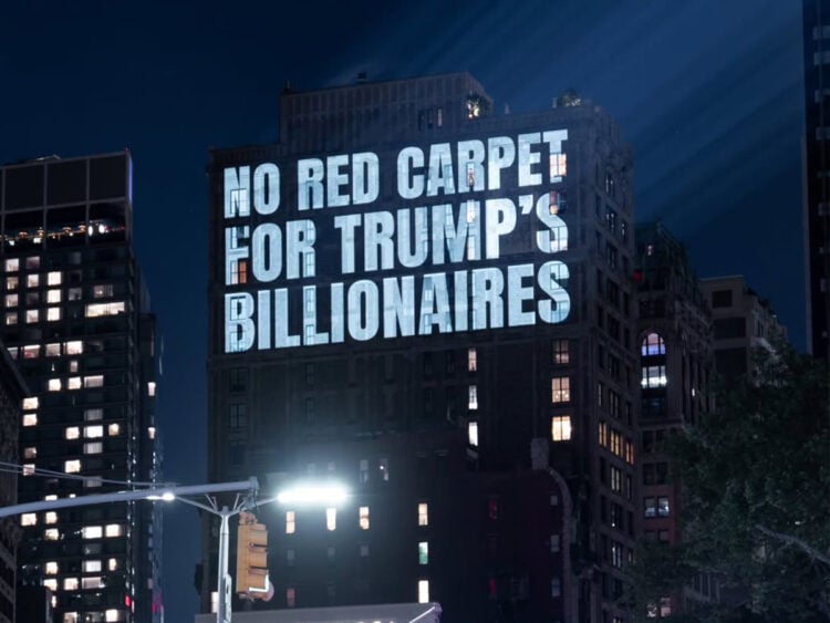 Activists stage fashion show and place urine bottles at Met Gala in protest of Jeff Bezos - 2026 -
