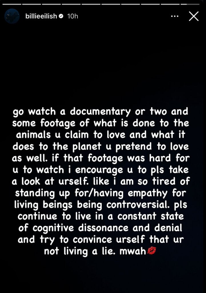Billie Eilish - 2026 - Vegan Rant