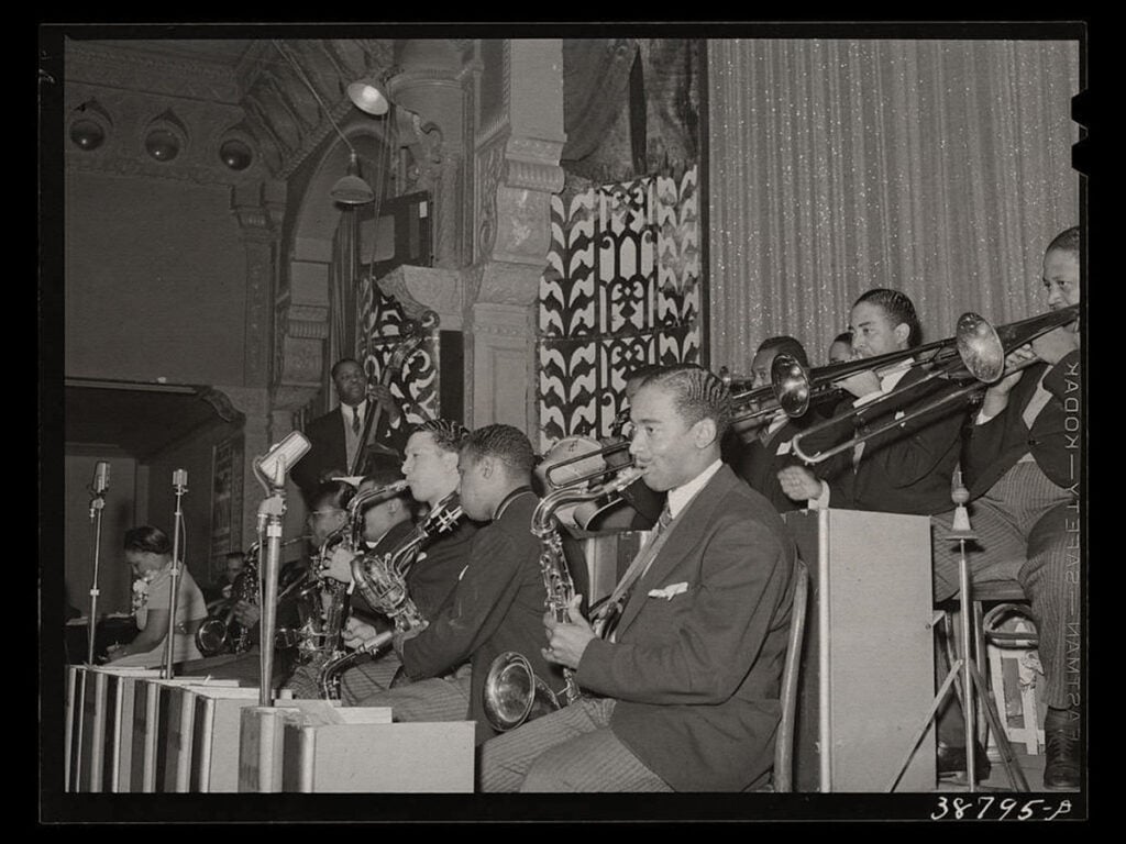 The big band performing at the Savoy, Chicago, 1944.