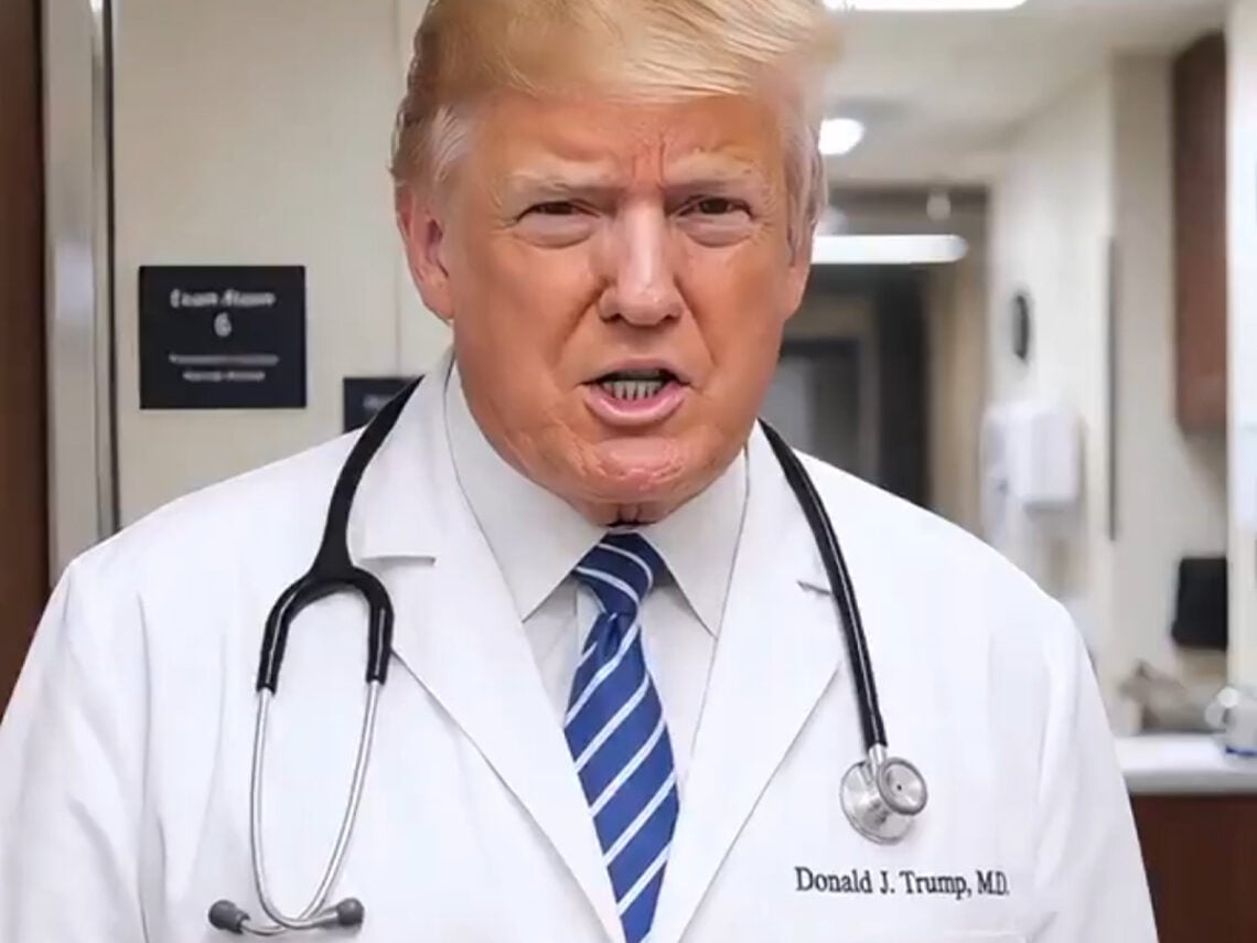 Donald Trump treats Hollywood stars for Trump Derangement Syndrome in bizarre AI video - 2026